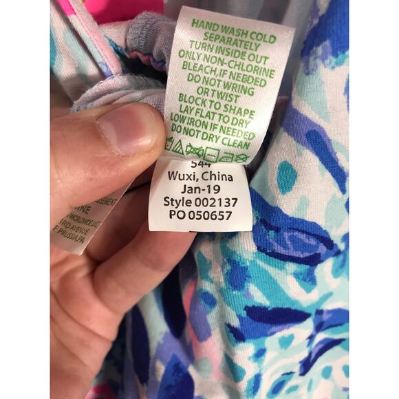 New Lilly Pulitzer Paulina Jumpsuit Tank XS Breakwater Party Wave Print Summer - Picture 14 of 15